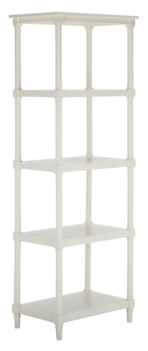 Safavieh Odessa 5-Tier Bookcase - Timeless Charm With Spindle Frame, Spacious Shelves For Stylish Organization Vintage White AMH5721C