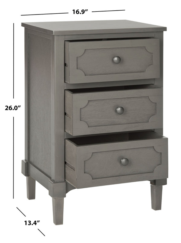 Safavieh Rosaleen Three Drawer Side Chest - French Farmhouse Elegance With Soft Grey Finish & Versatile Storage AMH5723A