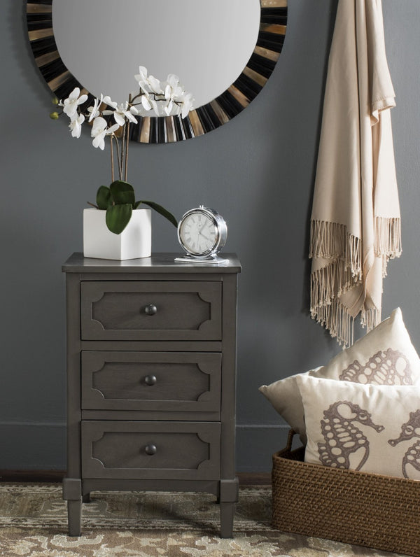 Safavieh Rosaleen Three Drawer Side Chest - French Farmhouse Elegance With Soft Grey Finish & Versatile Storage AMH5723A