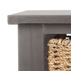 Safavieh Winifred Wicker Console Table - Rustic Storage Solution With Rattan Baskets & Stylish Design Grey AMH5730A