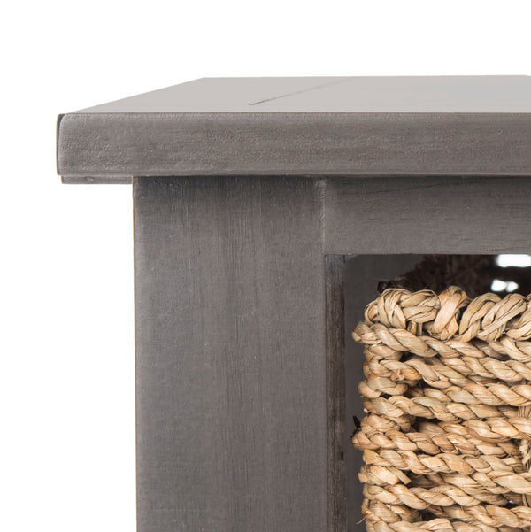 Safavieh Winifred Wicker Console Table - Rustic Storage Solution With Rattan Baskets & Stylish Design Grey AMH5730A