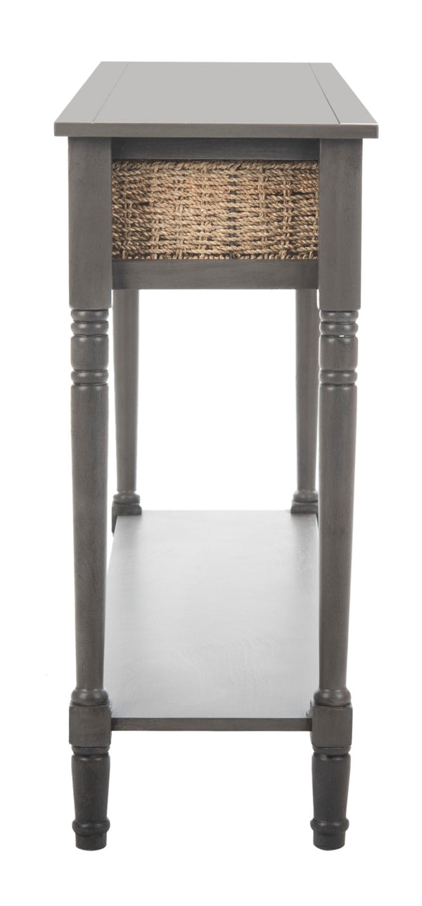 Safavieh Winifred Wicker Console Table - Rustic Storage Solution With Rattan Baskets & Stylish Design Grey AMH5730A