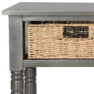 Safavieh Winifred Wicker Console Table - Rustic Storage Solution With Rattan Baskets & Stylish Design Grey AMH5730A