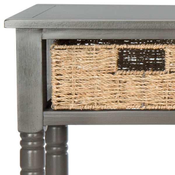 Safavieh Winifred Wicker Console Table - Rustic Storage Solution With Rattan Baskets & Stylish Design Grey AMH5730A