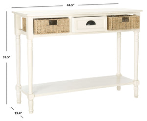 Safavieh Winifred Wicker Console Table - Rustic Storage Solution With Rattan Baskets & Stylish Design White AMH5730B