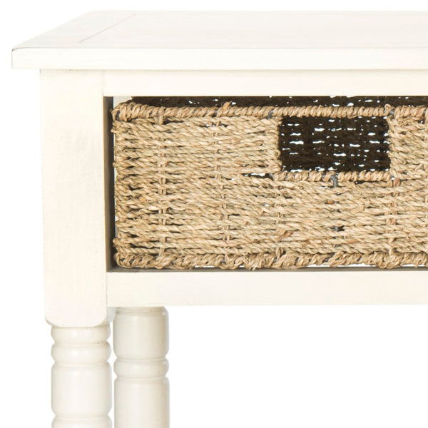 Safavieh Winifred Wicker Console Table - Rustic Storage Solution With Rattan Baskets & Stylish Design White AMH5730B