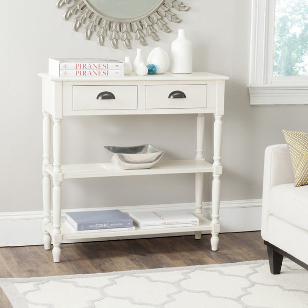 Safavieh Salem Console Table With Spindle Legs & Storage - Perfect For Entryways, Living Rooms, Or Bedrooms White AMH5732B