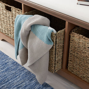 Safavieh Lonan Wicker Storage Bench - Stylish Entryway Seating With Hidden Baskets For Clutter-Free Living Sepia AMH5733B