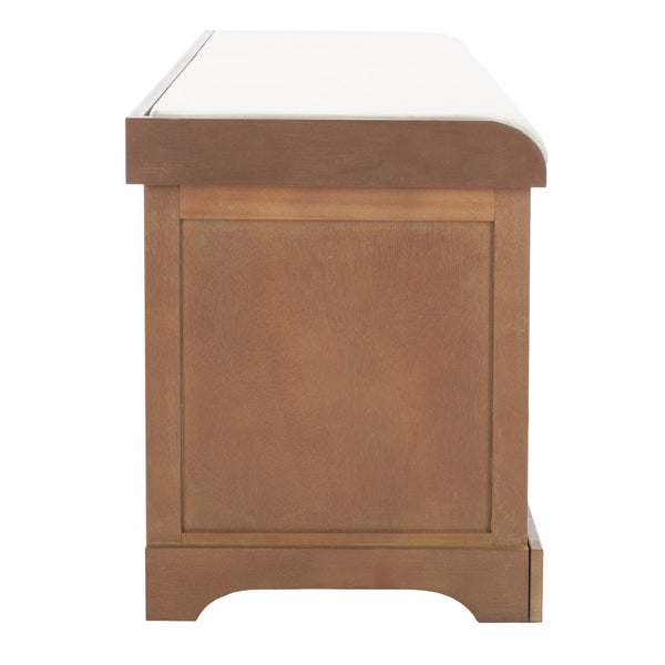 Safavieh Lonan Wicker Storage Bench - Stylish Entryway Seating With Hidden Baskets For Clutter-Free Living Sepia AMH5733B