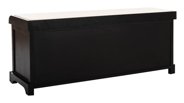 Safavieh Lonan Wicker Storage Bench - Stylish Entryway Seating With Hidden Baskets For Clutter-Free Living Black AMH5733E