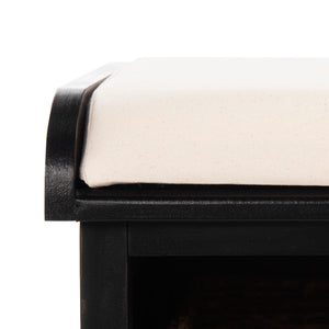 Safavieh Lonan Wicker Storage Bench - Stylish Entryway Seating With Hidden Baskets For Clutter-Free Living Black AMH5733E