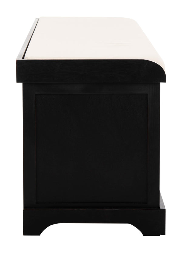 Safavieh Lonan Wicker Storage Bench - Stylish Entryway Seating With Hidden Baskets For Clutter-Free Living Black AMH5733E