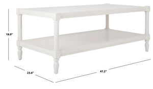 Safavieh Bela Coffee Table – Coastal Cottage Charm With Slatted Top, Spindle Legs & Practical Storage Shelf AMH5734B