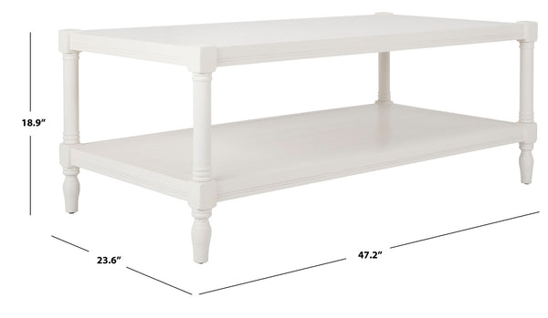 Safavieh Bela Coffee Table – Coastal Cottage Charm With Slatted Top, Spindle Legs & Practical Storage Shelf AMH5734B