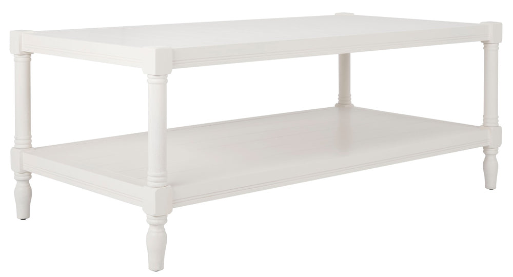 Safavieh Bela Coffee Table – Coastal Cottage Charm With Slatted Top, Spindle Legs & Practical Storage Shelf AMH5734B