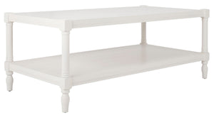 Safavieh Bela Coffee Table – Coastal Cottage Charm With Slatted Top, Spindle Legs & Practical Storage Shelf AMH5734B