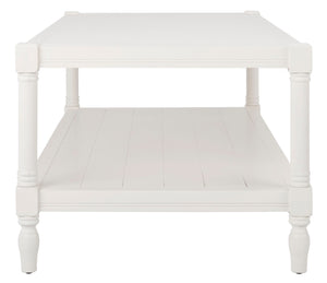 Safavieh Bela Coffee Table – Coastal Cottage Charm With Slatted Top, Spindle Legs & Practical Storage Shelf AMH5734B