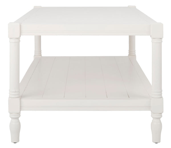 Safavieh Bela Coffee Table – Coastal Cottage Charm With Slatted Top, Spindle Legs & Practical Storage Shelf AMH5734B