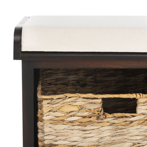 Safavieh Freddy Wicker Storage Bench - Stylish Seating With Hidden Baskets For Entryway, Bedroom, And More Brown AMH5736A