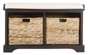 Safavieh Freddy Wicker Storage Bench - Stylish Seating With Hidden Baskets For Entryway, Bedroom, And More Brown AMH5736A