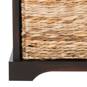 Safavieh Freddy Wicker Storage Bench - Stylish Seating With Hidden Baskets For Entryway, Bedroom, And More Brown AMH5736A