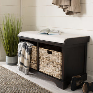 Safavieh Freddy Wicker Storage Bench - Stylish Seating With Hidden Baskets For Entryway, Bedroom, And More Brown AMH5736A