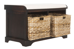 Safavieh Freddy Wicker Storage Bench - Stylish Seating With Hidden Baskets For Entryway, Bedroom, And More Brown AMH5736A