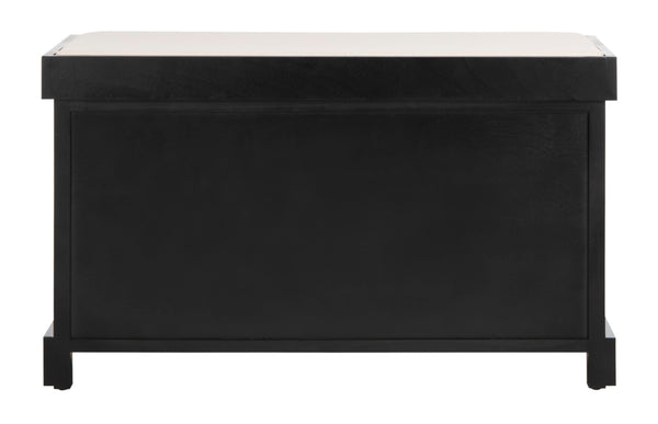 Safavieh Freddy Wicker Storage Bench - Stylish Seating With Hidden Baskets For Entryway, Bedroom, And More Black AMH5736B