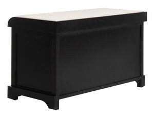 Safavieh Freddy Wicker Storage Bench - Stylish Seating With Hidden Baskets For Entryway, Bedroom, And More Black AMH5736B