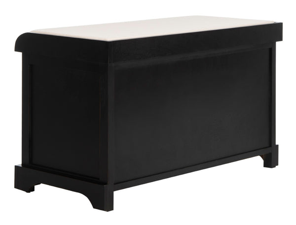 Safavieh Freddy Wicker Storage Bench - Stylish Seating With Hidden Baskets For Entryway, Bedroom, And More Black AMH5736B