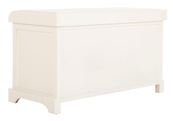 Safavieh Freddy Wicker Storage Bench - Stylish Seating With Hidden Baskets For Entryway, Bedroom, And More Vintage White AMH5736D
