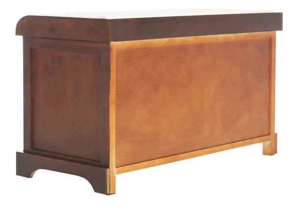 Safavieh Freddy Wicker Storage Bench - Stylish Seating With Hidden Baskets For Entryway, Bedroom, And More Cherry AMH5736E