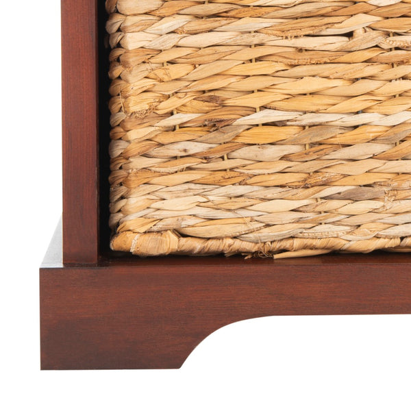 Safavieh Freddy Wicker Storage Bench - Stylish Seating With Hidden Baskets For Entryway, Bedroom, And More Cherry AMH5736E