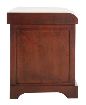 Safavieh Freddy Wicker Storage Bench - Stylish Seating With Hidden Baskets For Entryway, Bedroom, And More Cherry AMH5736E