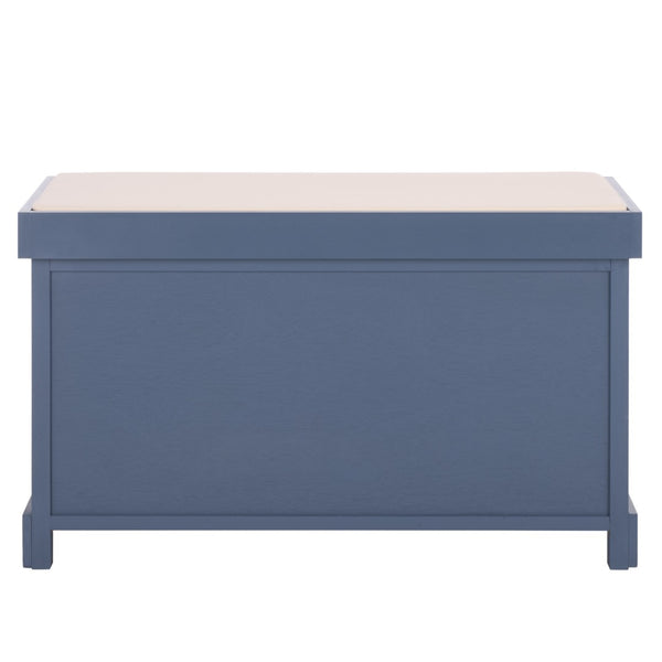Safavieh FREDDY Storage Bench with Woven Baskets - Stylish Pine Wood Frame, Upholstered Seat & Versatile Design Blue AMH5736K
