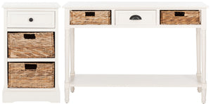 Safavieh Carrie Coastal Charm Side Table With Ample Storage, Removable Baskets, And Timeless Design Distressed  Cream AMH5700C