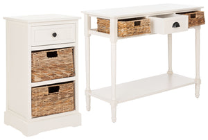 Safavieh Carrie Coastal Charm Side Table With Ample Storage, Removable Baskets, And Timeless Design Distressed  Cream AMH5700C