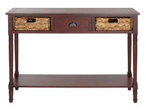 Safavieh Christa Console Table - Timeless Rustic Charm With Rattan Drawers And Open Shelf For Storage & Display Cherry AMH5737C