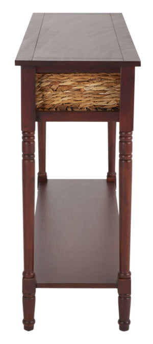 Safavieh Christa Console Table - Timeless Rustic Charm With Rattan Drawers And Open Shelf For Storage & Display Cherry AMH5737C