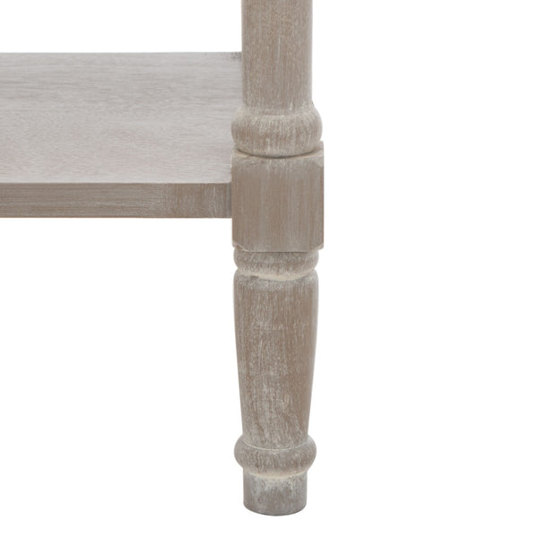 Safavieh Christa Console Table – Vintage White Pine With Rattan Drawers & Open Shelf For Coastal Charm AMH5737E