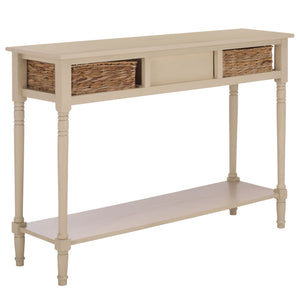 Safavieh Christa Console - Rustic Charm With Rattan Weave Drawers For Stylish Storage And Display Solutions Sand Pine,Mdf,Banana Leaf Amh5737g