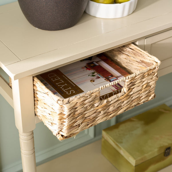 Safavieh Christa Console - Rustic Charm With Rattan Weave Drawers For Stylish Storage And Display Solutions Sand Pine,Mdf,Banana Leaf Amh5737g