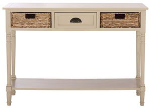 Safavieh Christa Console - Rustic Charm With Rattan Weave Drawers For Stylish Storage And Display Solutions Sand Pine,Mdf,Banana Leaf Amh5737g