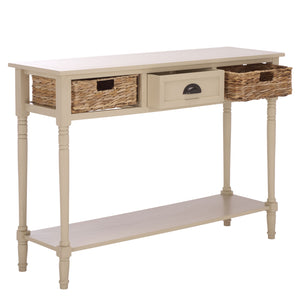 Safavieh Christa Console - Rustic Charm With Rattan Weave Drawers For Stylish Storage And Display Solutions Sand Pine,Mdf,Banana Leaf Amh5737g