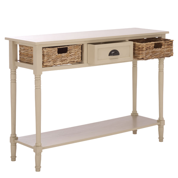 Safavieh Christa Console - Rustic Charm With Rattan Weave Drawers For Stylish Storage And Display Solutions Sand Pine,Mdf,Banana Leaf Amh5737g