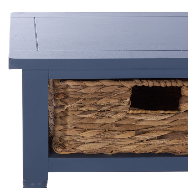 Safavieh Christa Console - Rustic Charm With Rattan Weave Drawers For Stylish Storage And Display Solutions Blue Pine,Mdf,Banana Leaf Amh5737h
