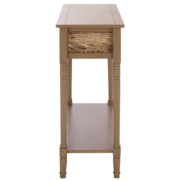 Safavieh Christa Console - Desert Brown Pine With Rattan Weave Drawers For Stylish Storage & Display Solutions Desert Brown Pine,Mdf,Banana Leaf Amh5737l