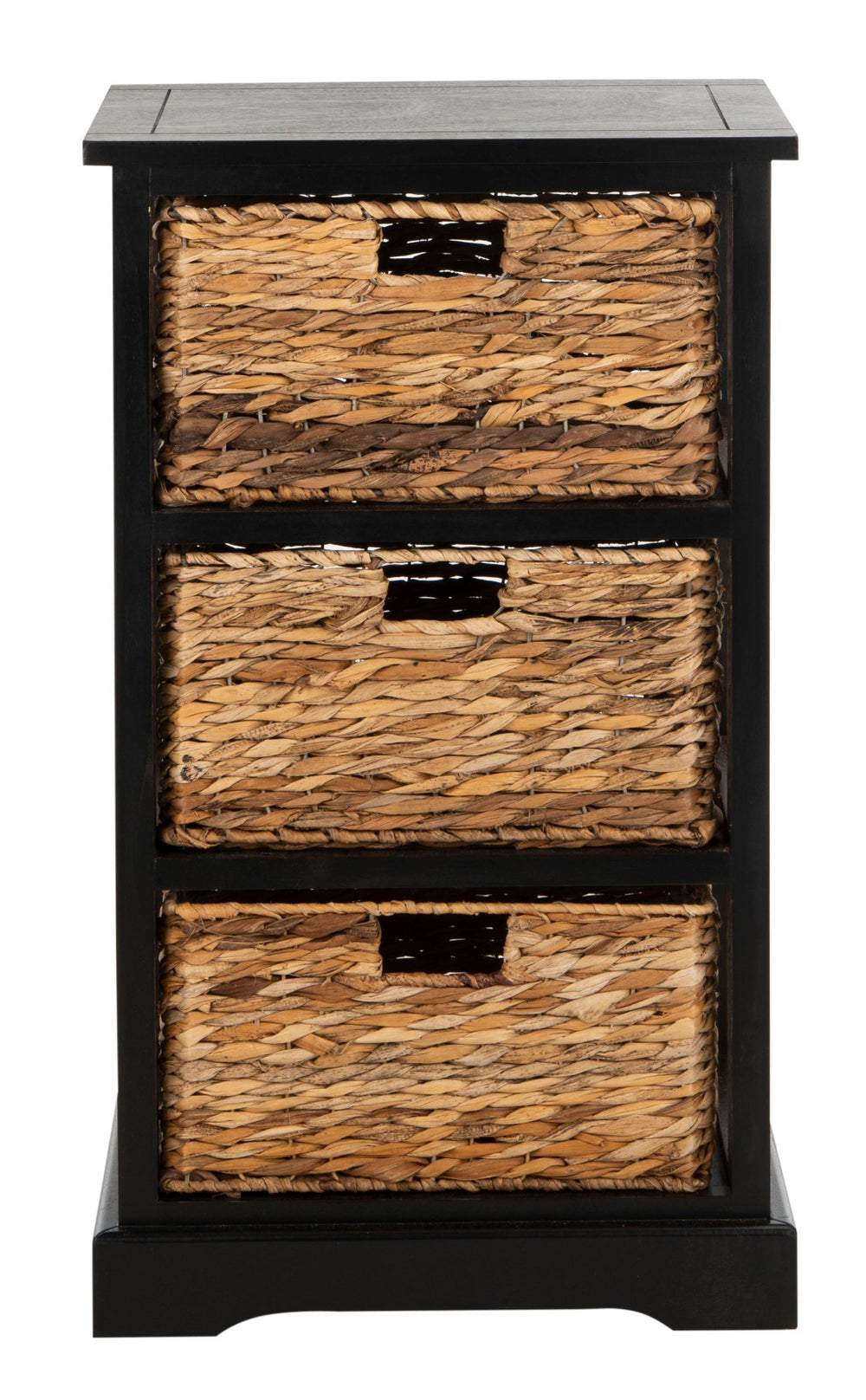 Safavieh Halle Rustic Wicker Basket Storage Side Table - Chic Farmhouse Accent For Living Room & Entryway Distressed  Black AMH5738A