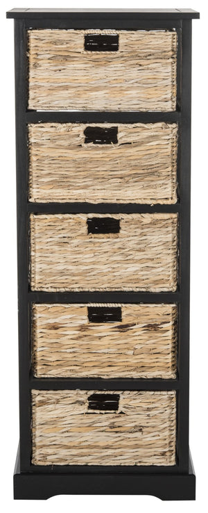 Safavieh Vedette Stylish 5-Drawer Wicker Storage Tower - Farmhouse Chic Design For Organized Living Spaces AMH5739A