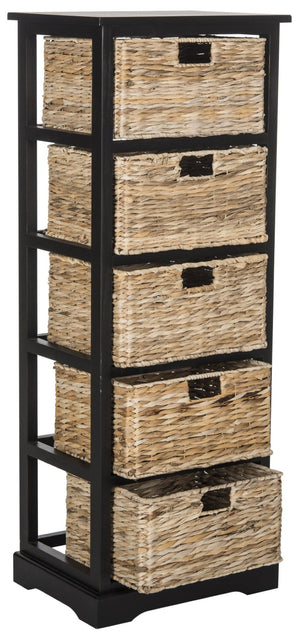 Safavieh Vedette Stylish 5-Drawer Wicker Storage Tower - Farmhouse Chic Design For Organized Living Spaces AMH5739A
